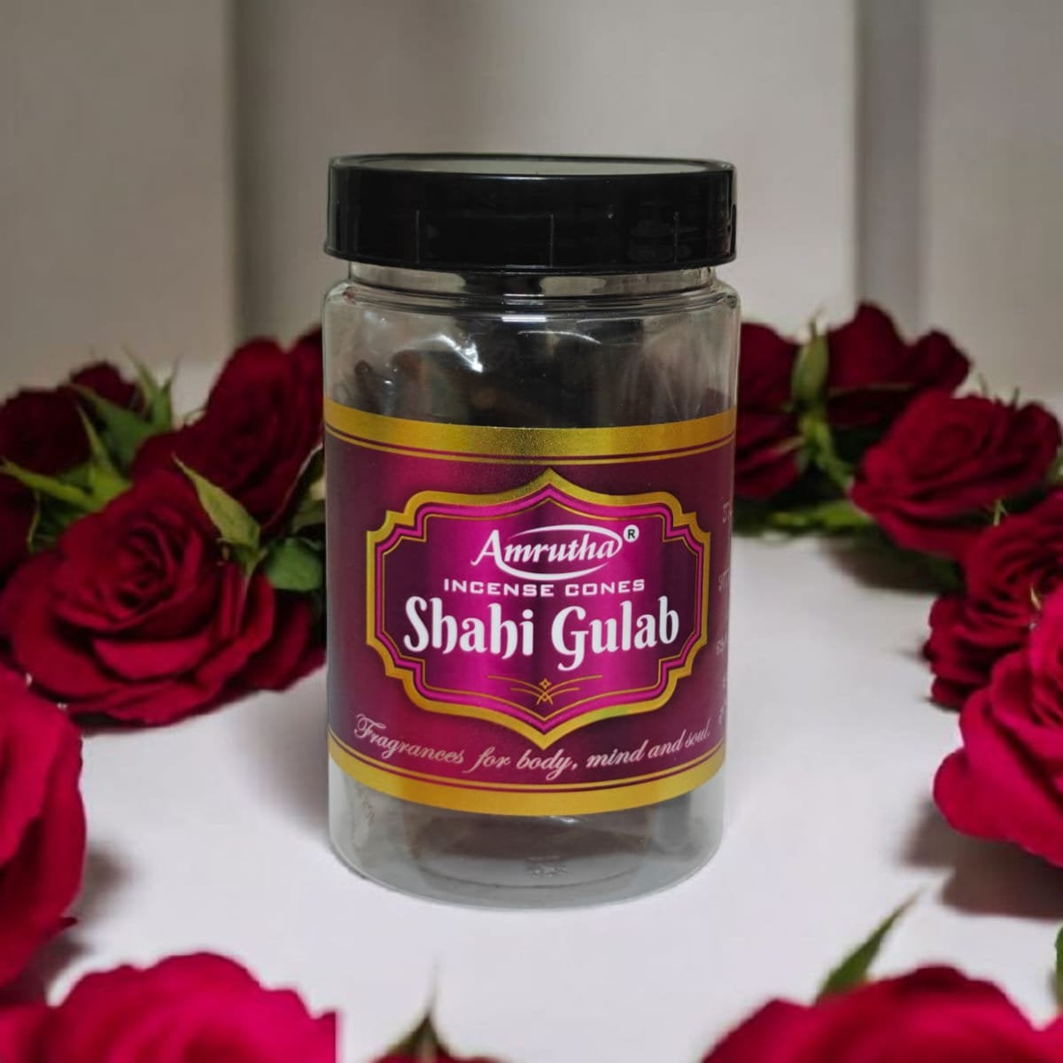 Amrutha SHAHI GULAB Premium Dhoop Cones Jar(80g)