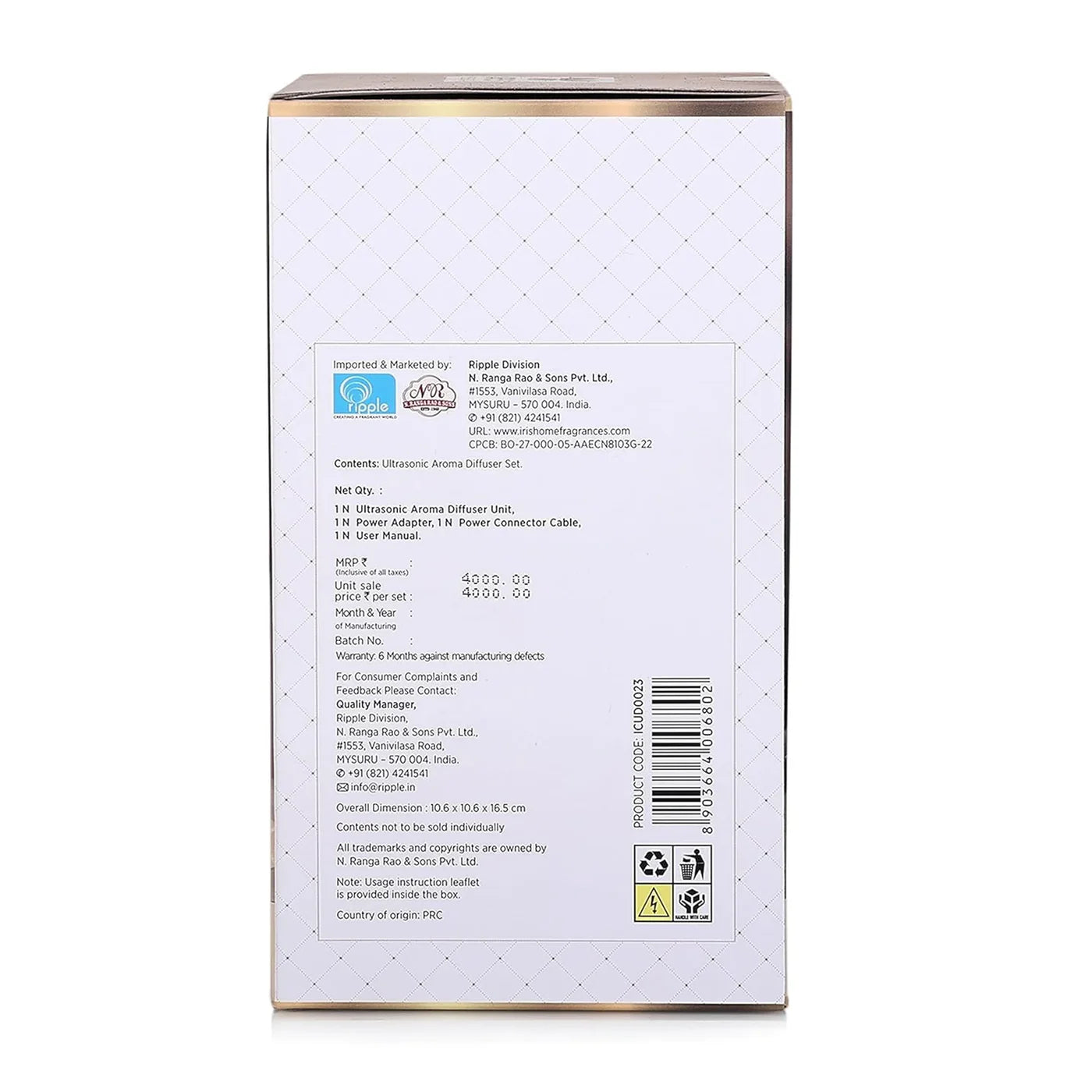 Iris Celeste Ceramic Ultrasonic Aroma Diffuser ( 450gm)