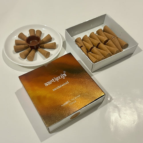 Aartipuja SANDALWOOD Natural Incense Cones(25 unit)