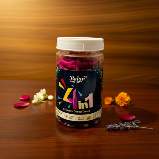 Balaji 4 in 1 Premium Dhoop Cones Jar (100 gms)