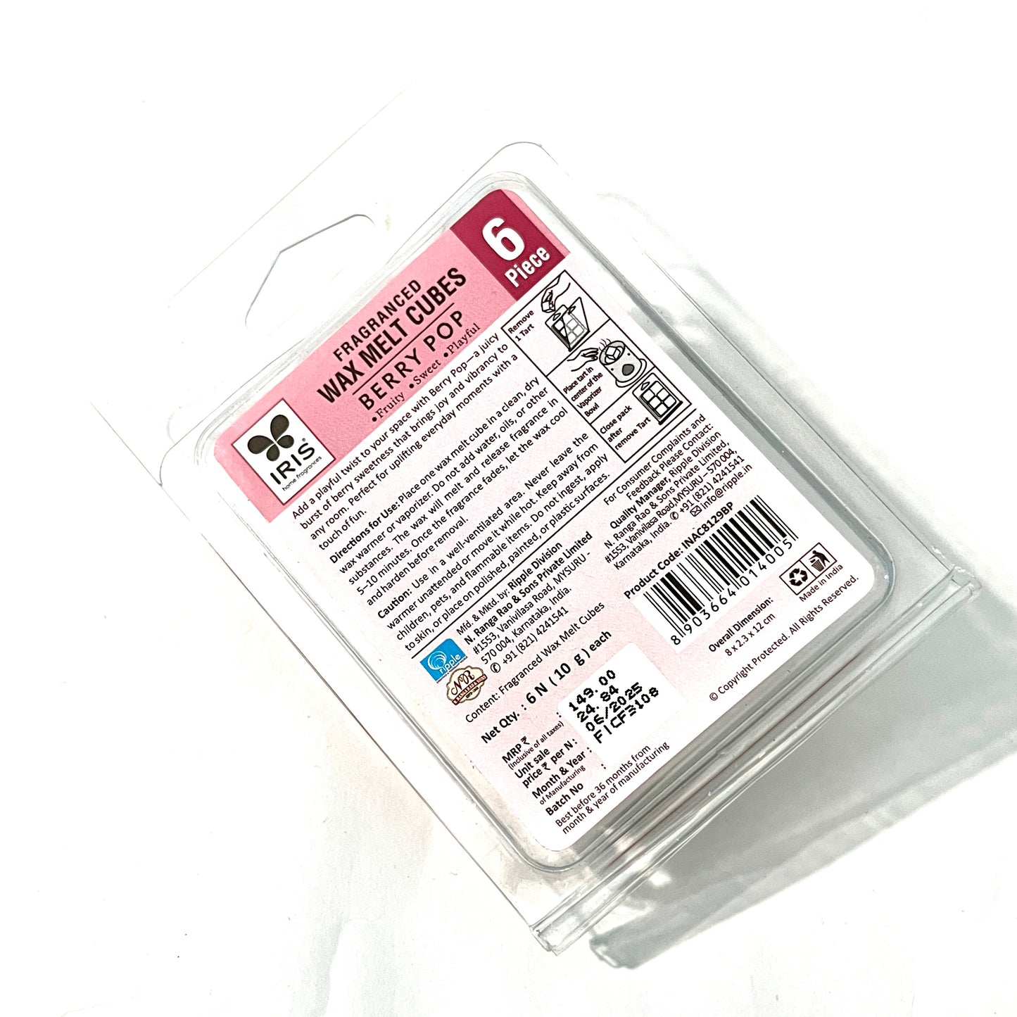 IRIS BERRY POP Wax Melts ( 6 cubes)