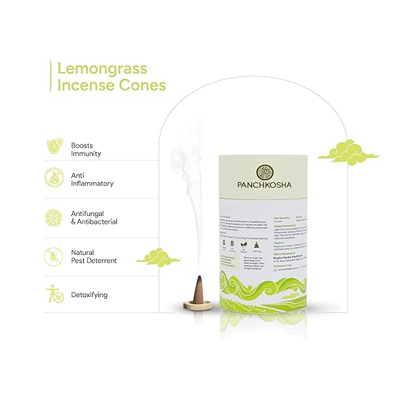 Panchkosha LEMON GRASS Incense Cones (51 units)