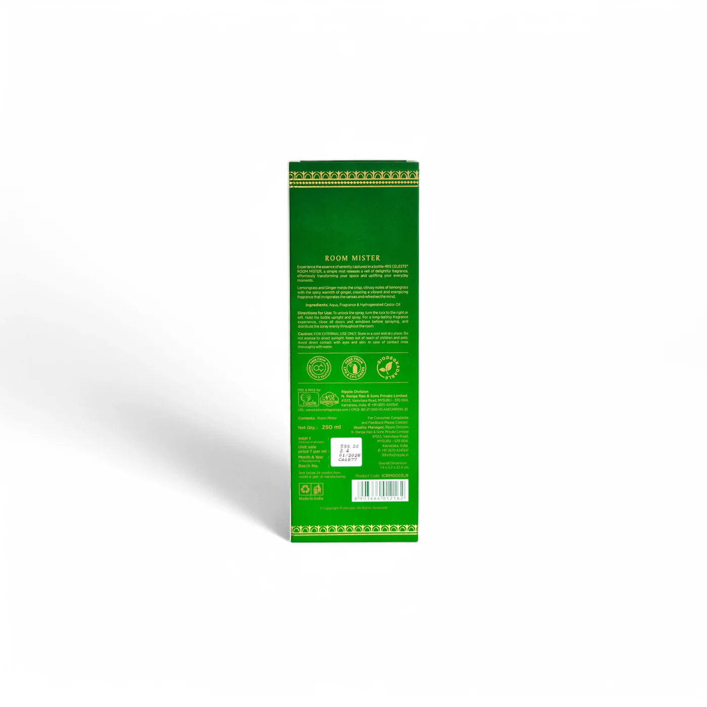 IRIS Celeste LEMONGRASS & GINGER Room Mister (250ml)