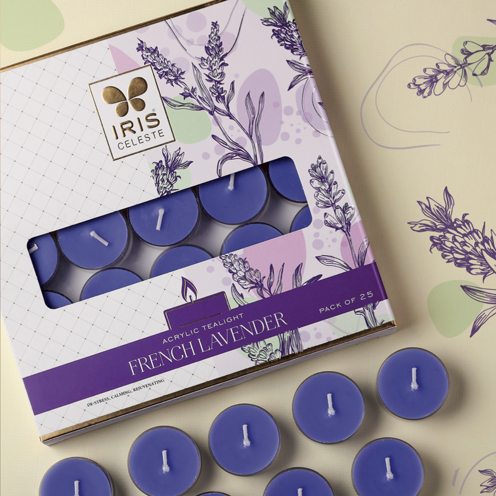 IRIS French Lavender Acrylic Tea Light Candles Pack of 25
