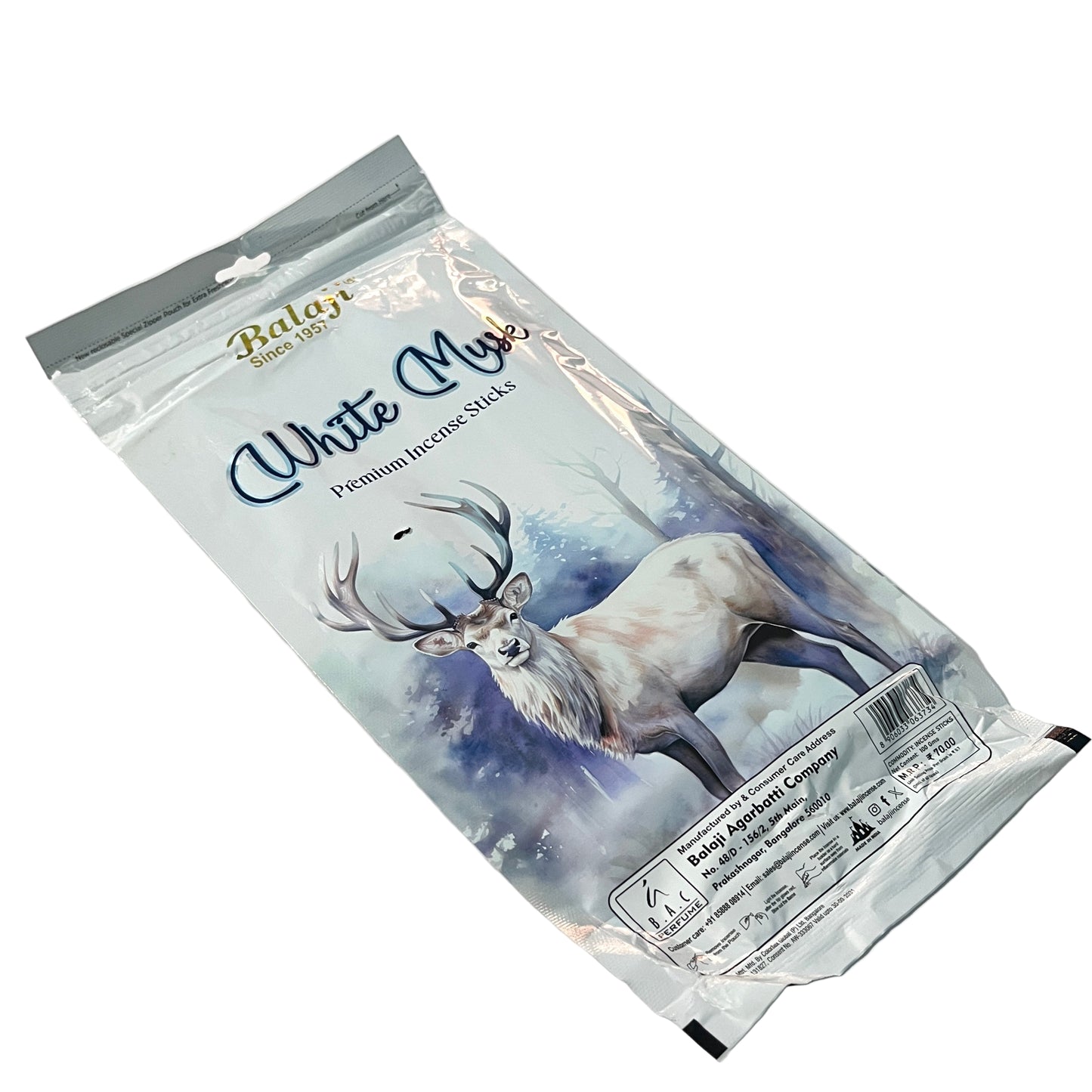 Balaji White Musk Premium Incense Sticks Zipper(100 gm)