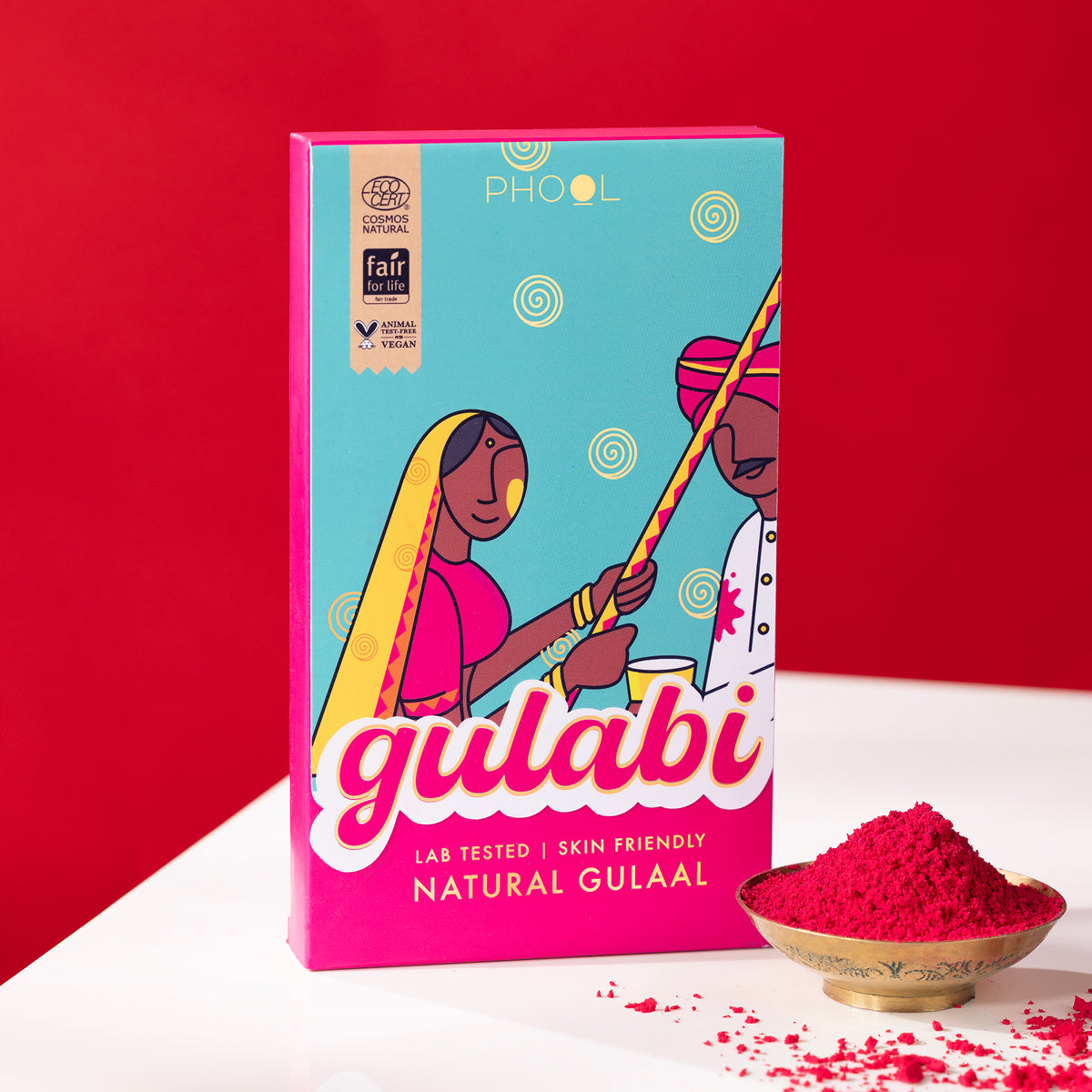 PHOOL Pink Natural - Gulabi Gulaal (100 g)