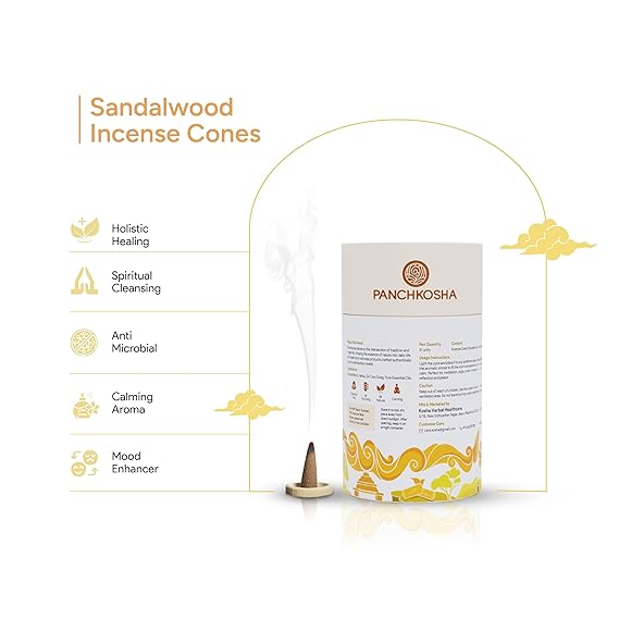 Panchkosha SANDALWOOD Incense Cones (51 units)