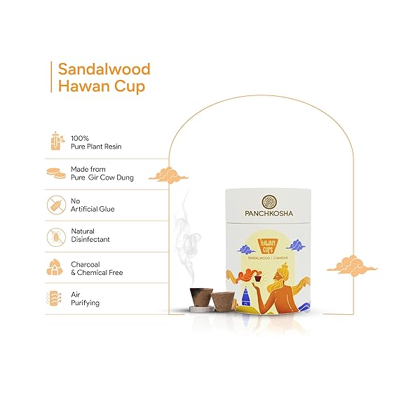 Panchkosha SANDALWOOD CHANDAN Hawan Cups (21 Hawan cups)