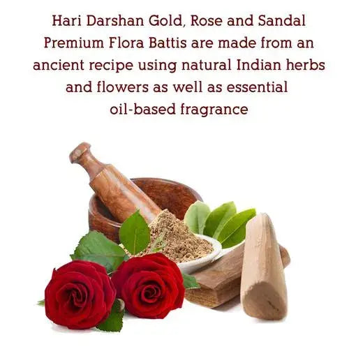 Hari Darshan TEMPLE ROSE Premium Flora Batti Incense Sticks (12 sticks)