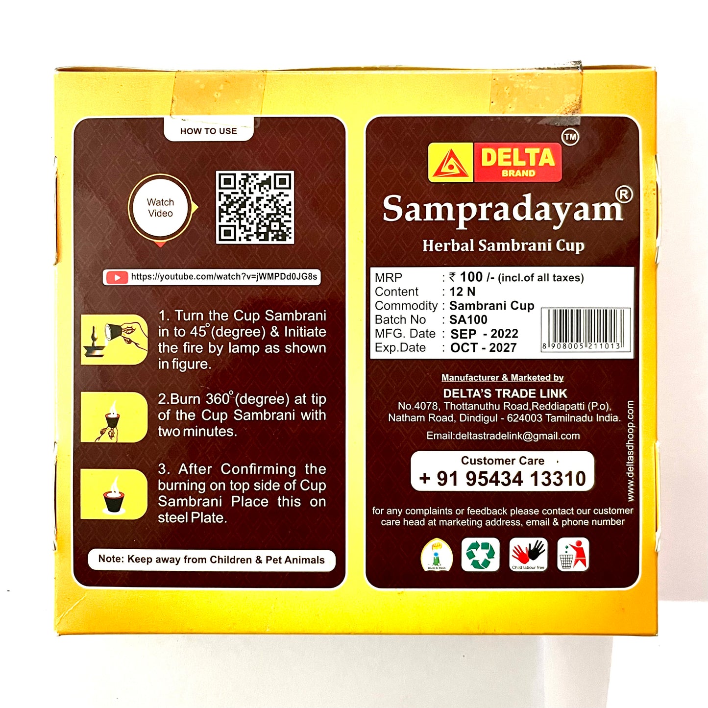 Delta SAMPRADAYAM Herbal Sambrani Cup (12 Cups)