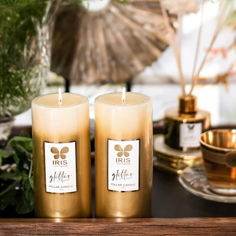 IRIS Glitter Pillar Candle (520gms)