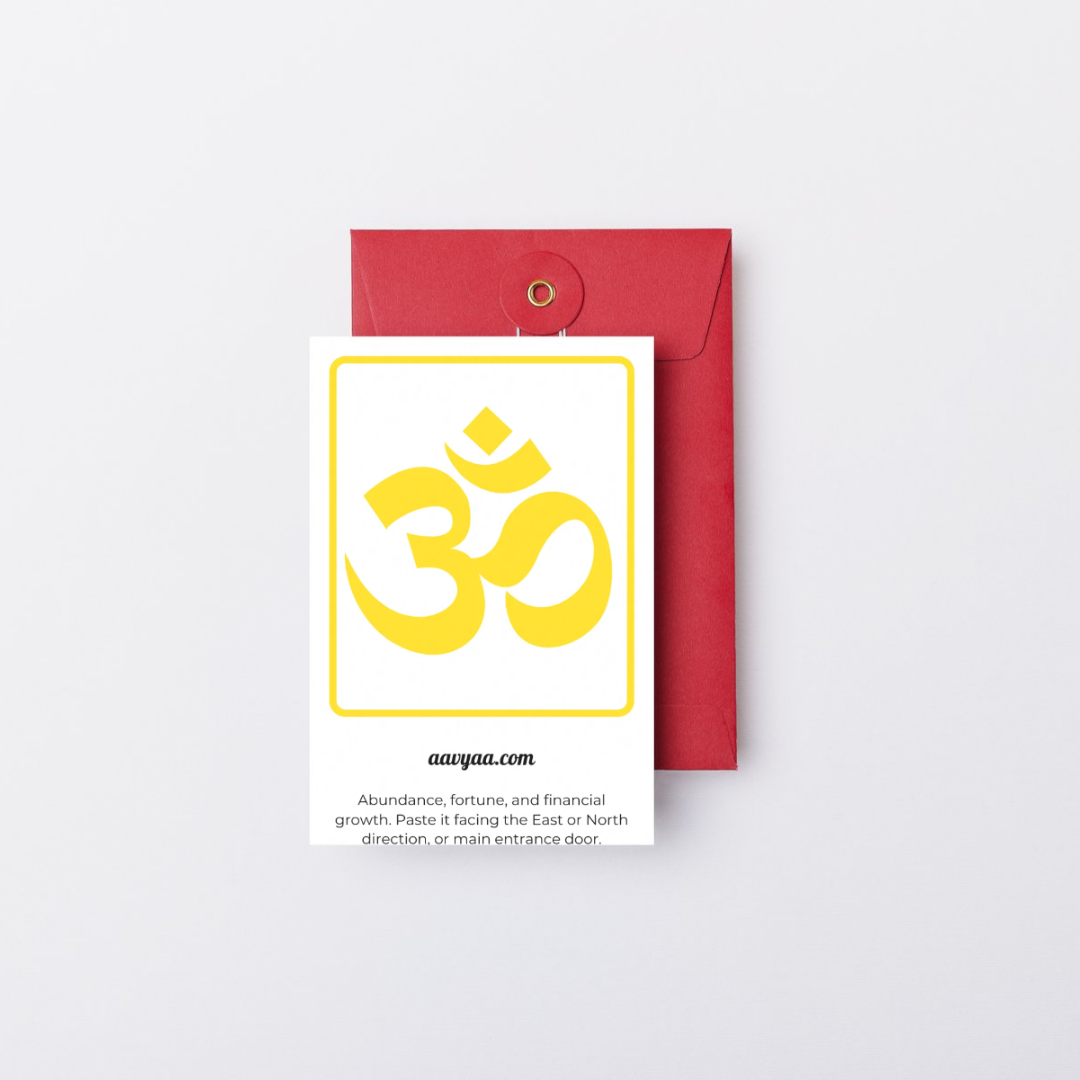 Aavyaa  OM Stickers-Yellow square, Transparent(2.25" x 3.5")