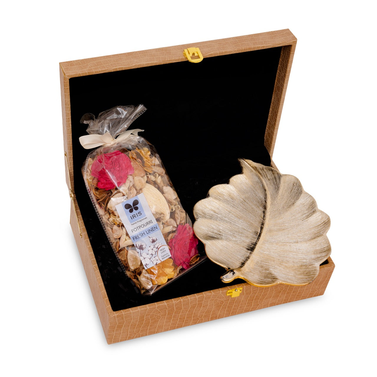 Gift Dial Hamper Box with potpourri gold plate