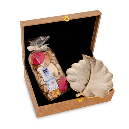 Gift Dial Hamper Box with potpourri gold plate