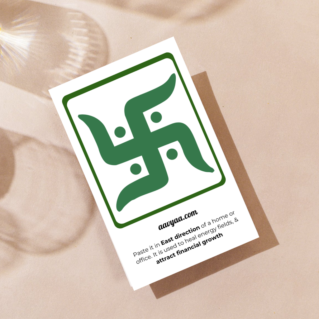 Aavyaa Green square Swastik Stickers(2.25" x 3.5")