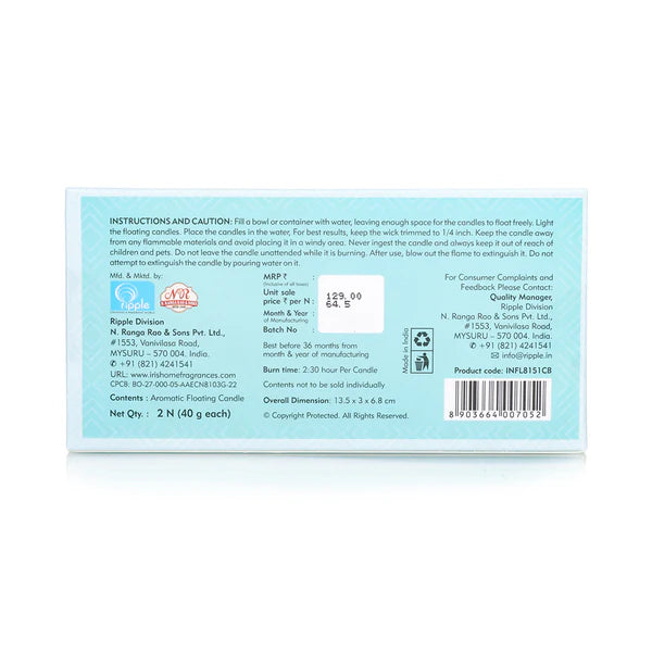 IRIS COOL BLUE Aromatic Floating Candles (pack of 2)