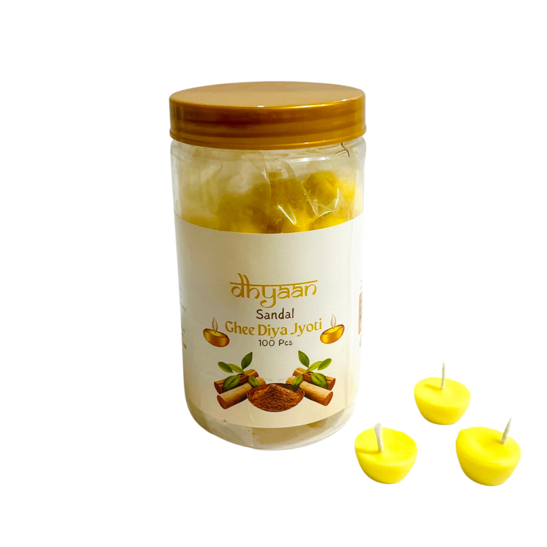 Dhyaan Sandal Ghee Diya Jyot  (100 pcs)