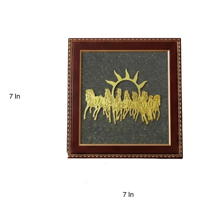 Astro Living 7 Horses Raw Pyrite Frame for Vastu & Prosperity