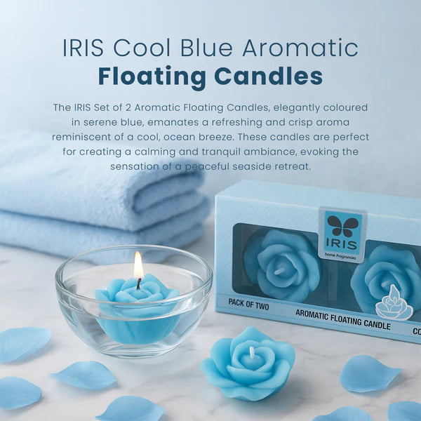 IRIS COOL BLUE Aromatic Floating Candles (pack of 2)