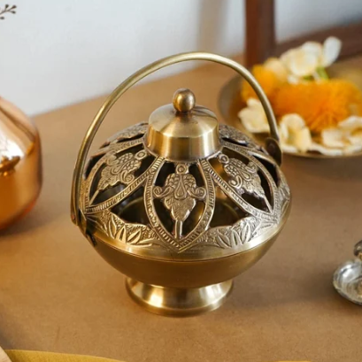 DhuniVeda  Brass Basket  Incense Burner Dhuni