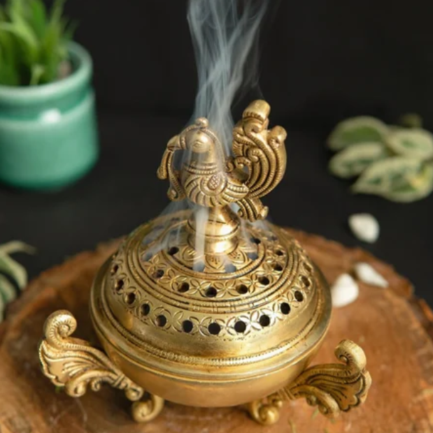 DhuniVeda Brass Incense Burner MorningHen Head