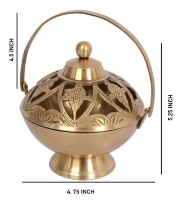 DhuniVeda  Brass Basket  Incense Burner Dhuni