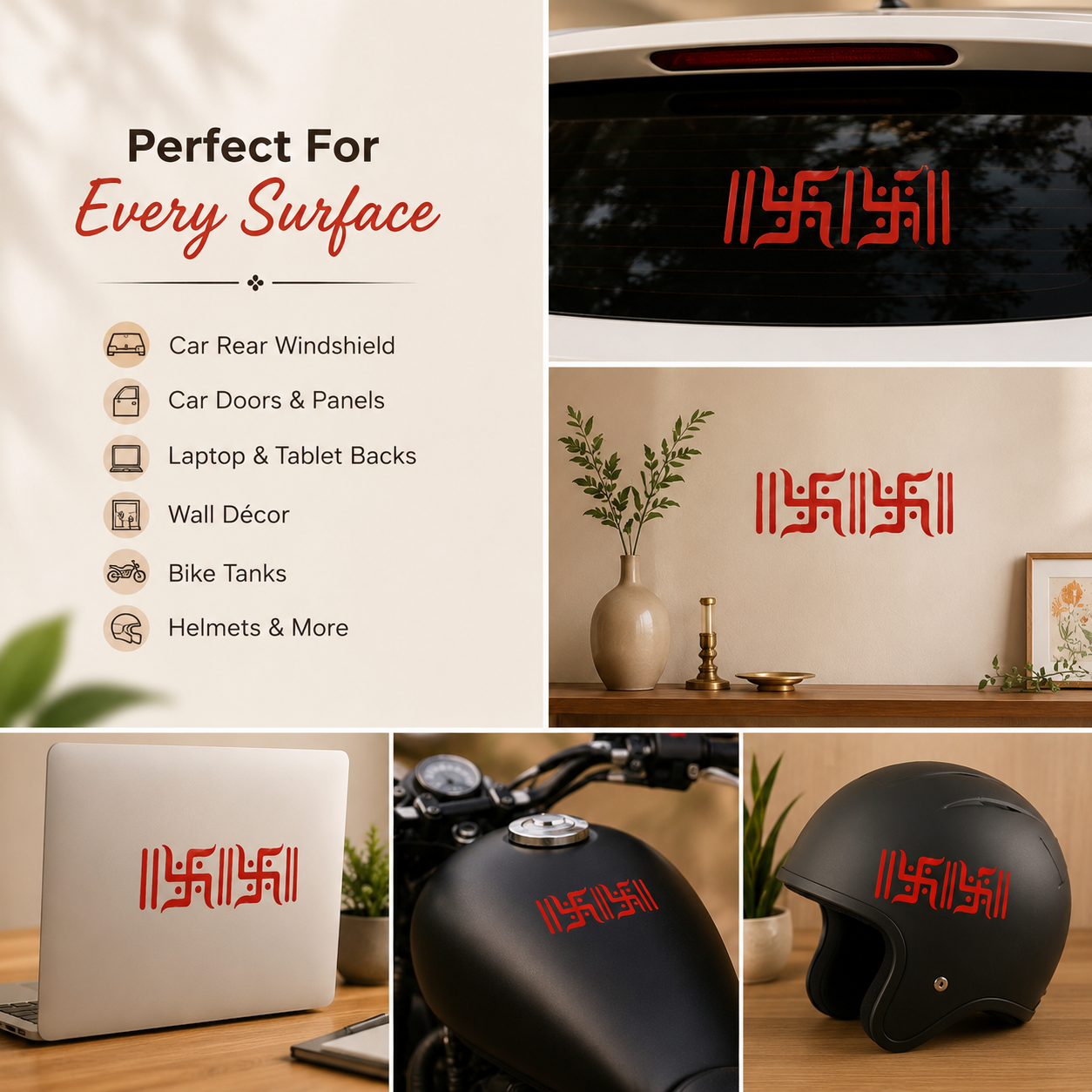 Aavyaa Red Swastik Sticker Set of 2
