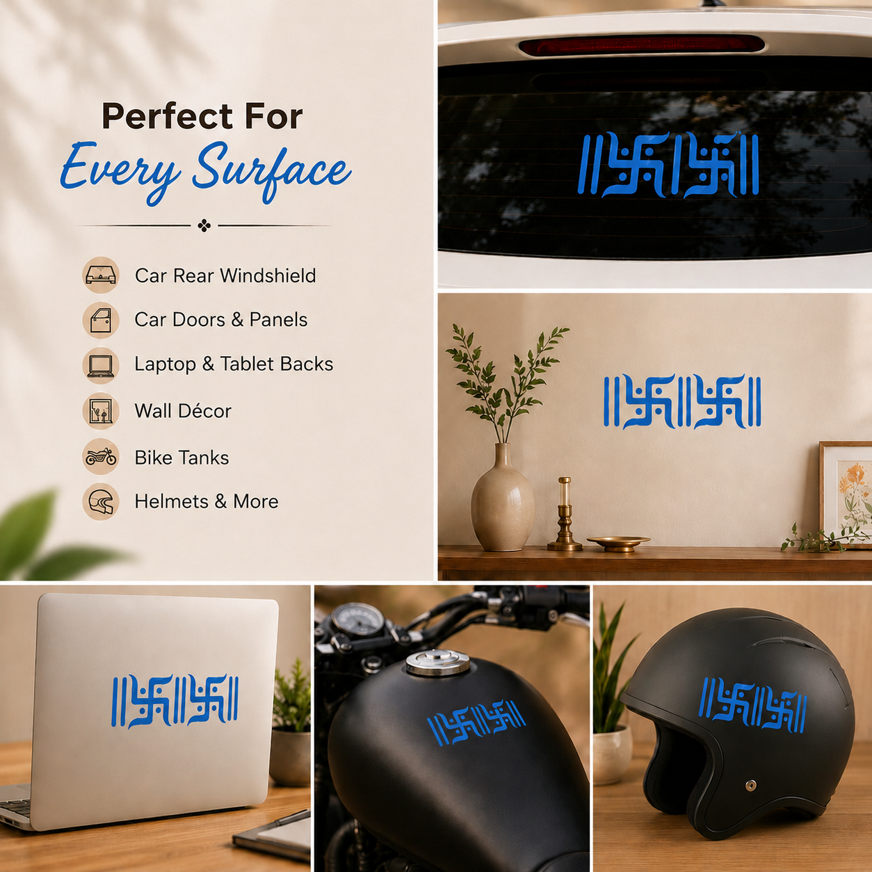 Aavyaa Blue Swastik Sticker Set of 2