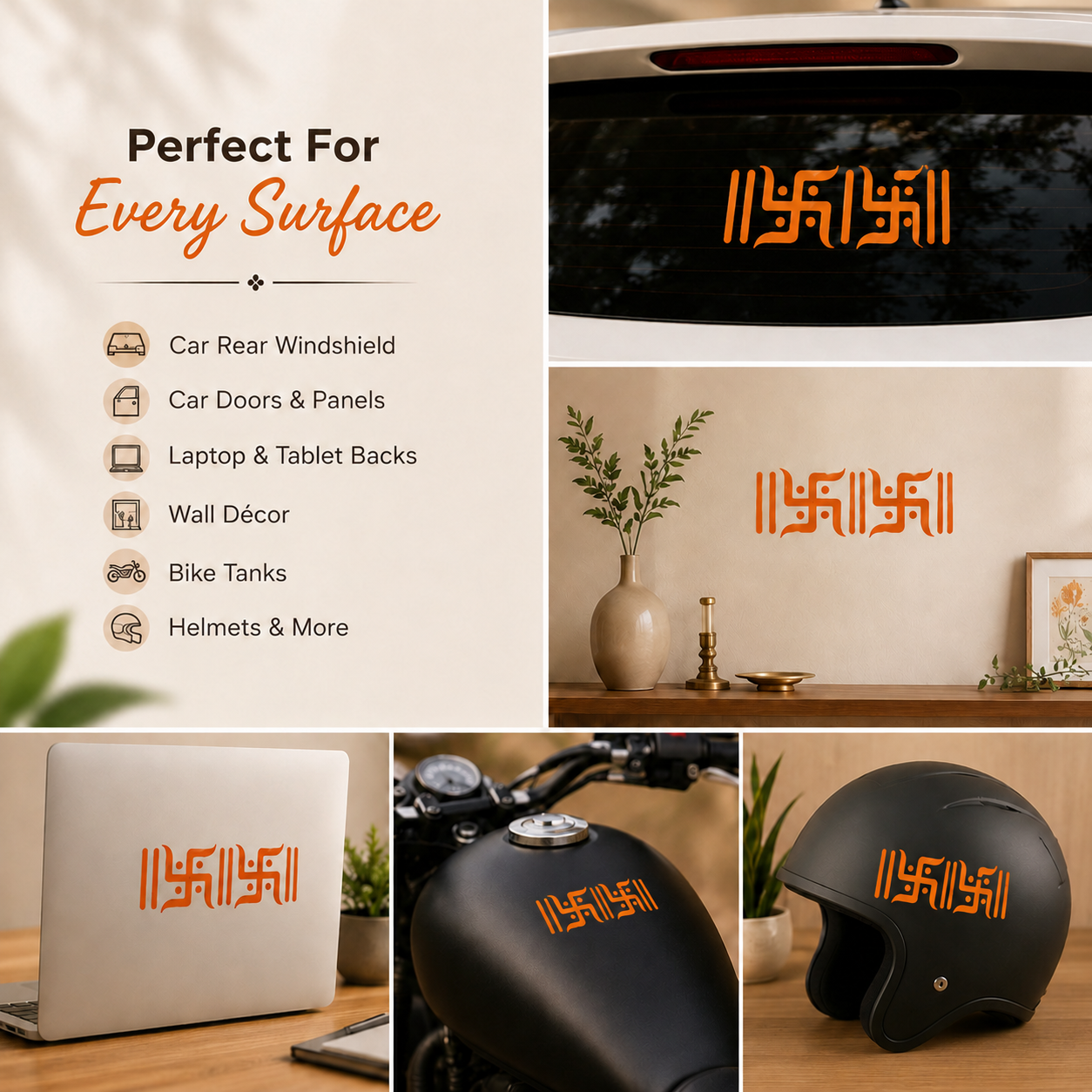 Aavyaa Orange Swastik Sticker Set of 2
