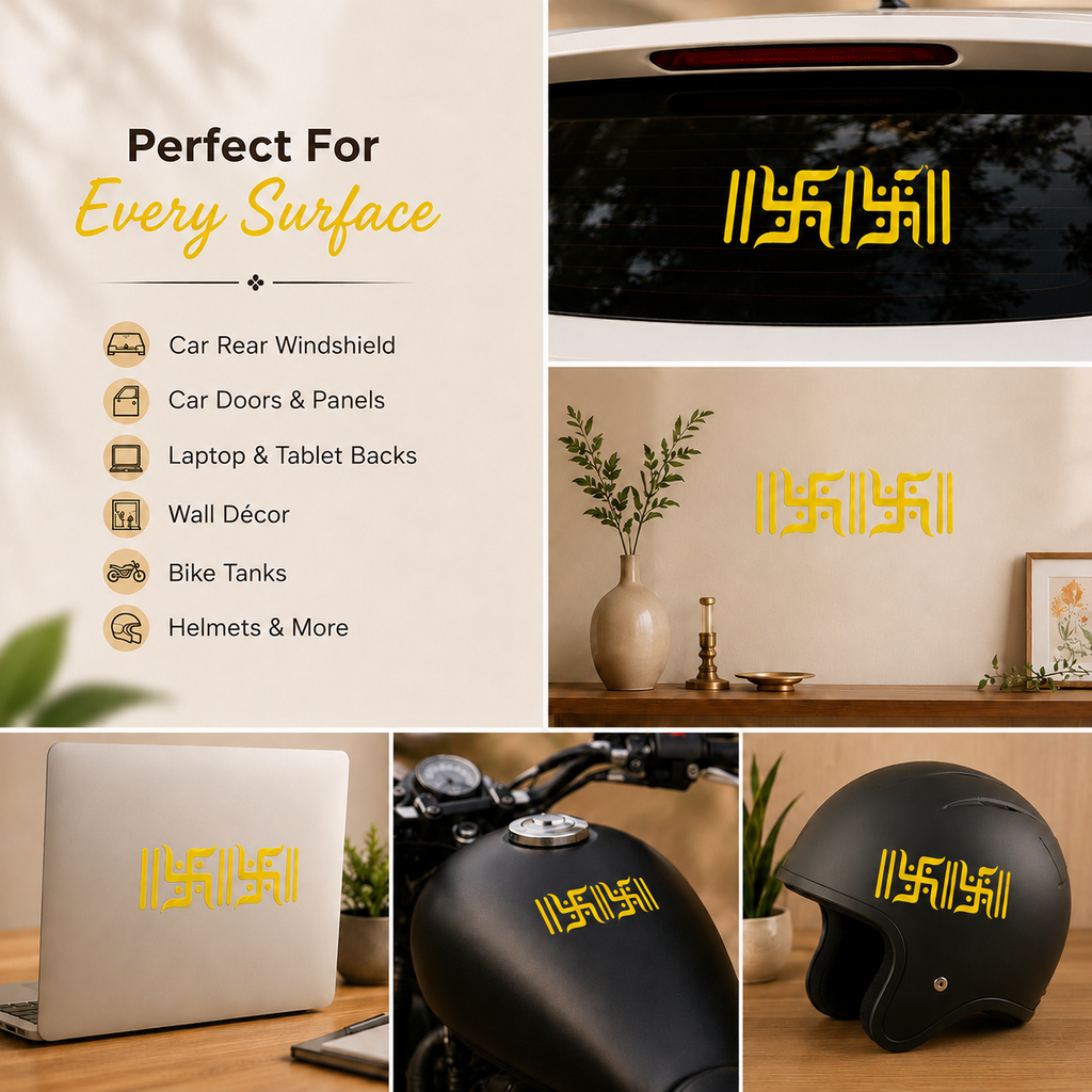 Aavyaa Yellow Swastik Sticker Set of 2