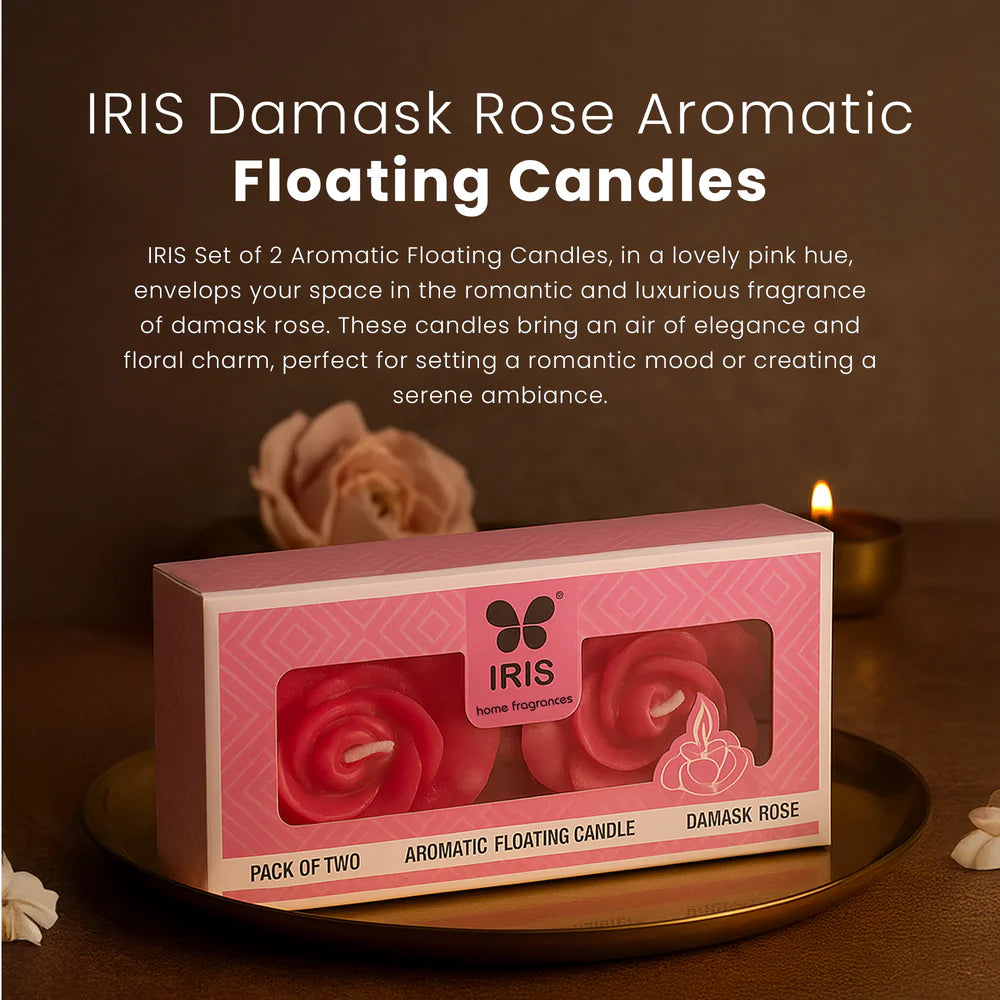 IRIS DAMASK ROSE Aromatic Floating Candles (pack of 2)