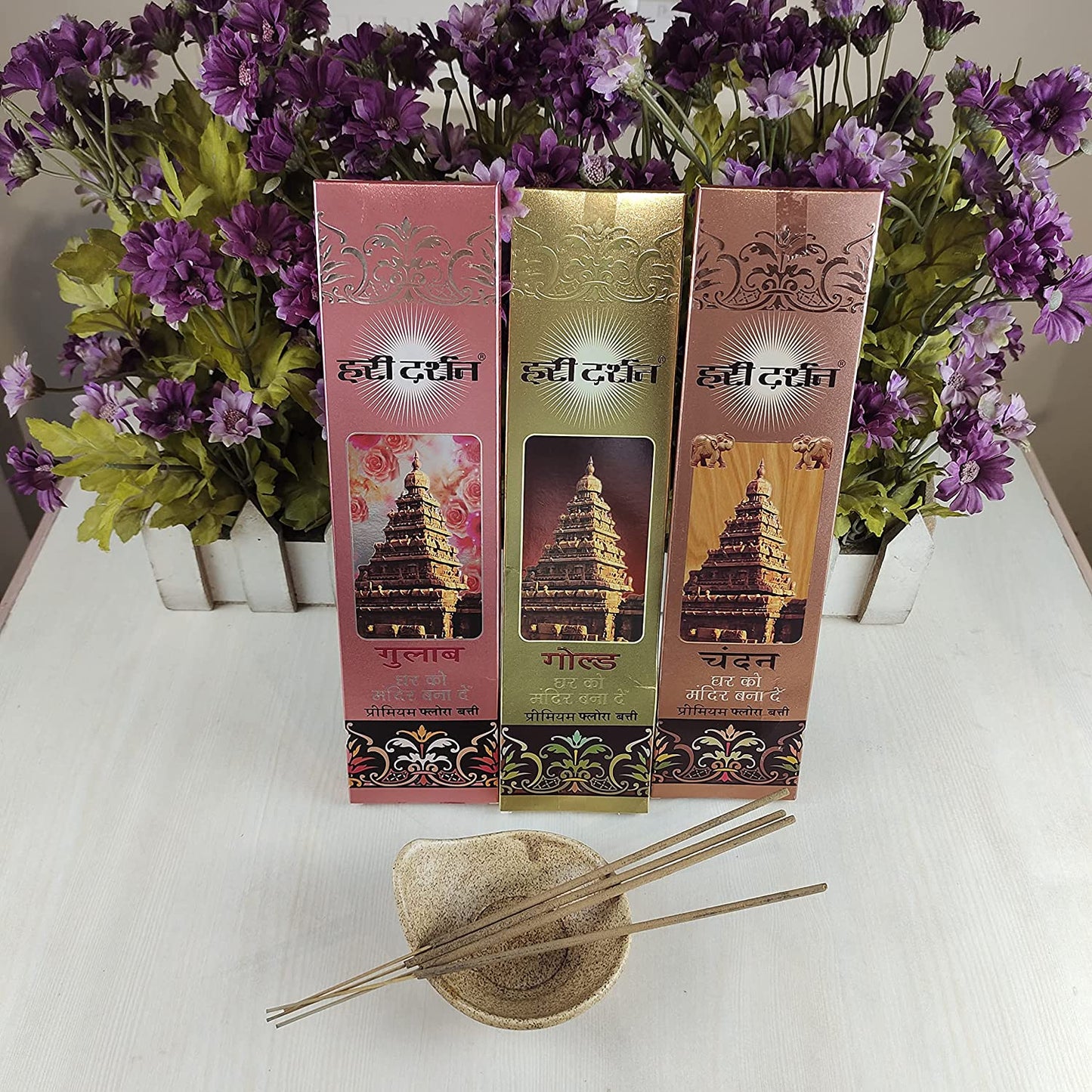 Combo of 3 Hari Darshan TEMPLE Premium Flora Batti Incense Sticks (12sticks*3= 36 sticks)