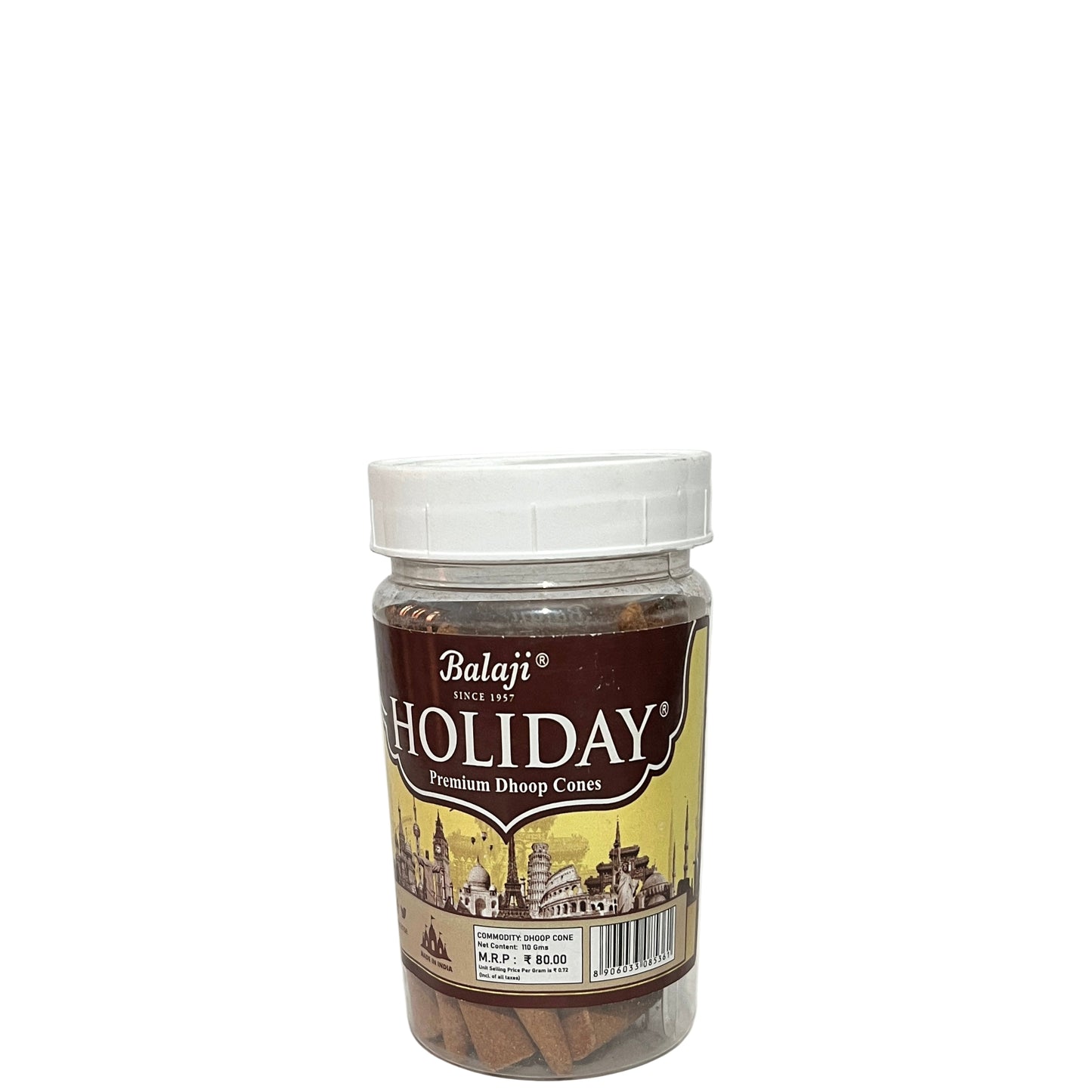 Balaji HOLIDAY Premium  Dhoop Cones Jar ( 110 gm )