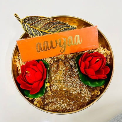 Aavyaa Urli Hamper with golden shimmer potli