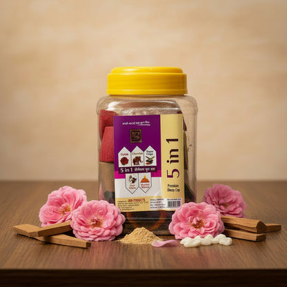 Tez GULAB CHANDAN KAPUR GUGAL 5 in 1 Premium Dhoop Cup(25PCS)