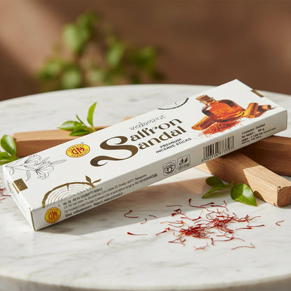 Om Brand Vedamrut SAFFRON SANDAL Premium Incense Sticks (50 gms)