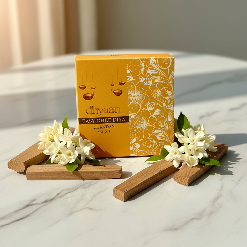 Dhyaan EASY GHEE DIYA Chandan Box (100 pcs)