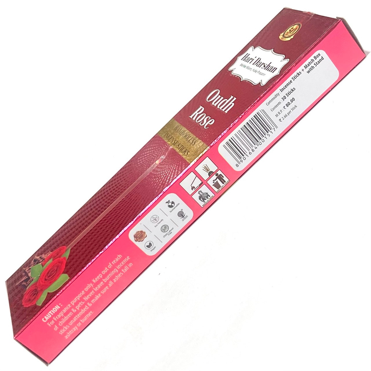 Hari Darshan OUDH ROSE  Bambooless Dhoop Sticks (30 sticks)