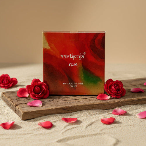 Aartipuja ROSE Natural Incense Cones(25 unit)