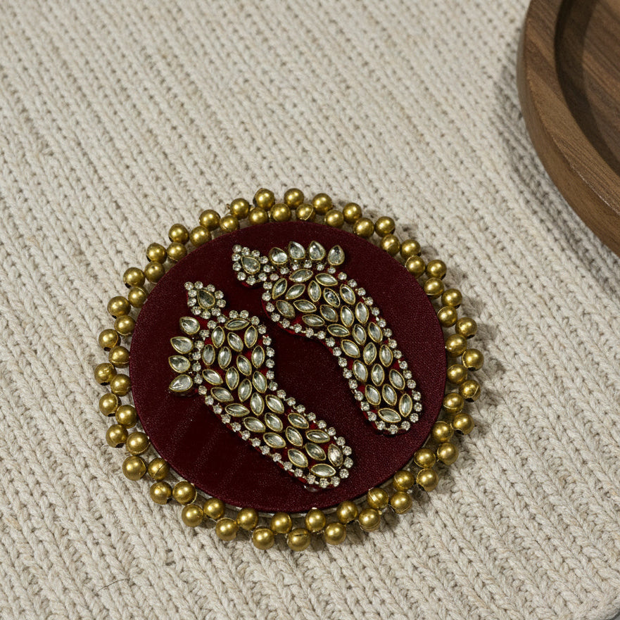 Decorative Charan Padak- Maroon