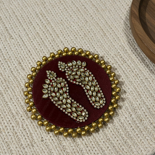 Decorative Charan Padak- Maroon