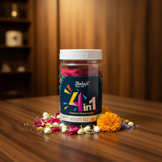 Balaji 4 in 1  Premium Dhoop Cones Jar (100 gms)