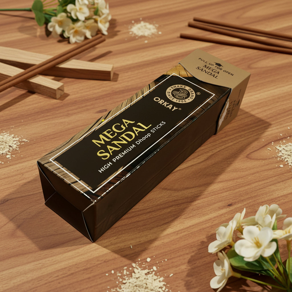 Orkay Fragrances MEGA SANDAL Dhoop Sticks (10 sticks)