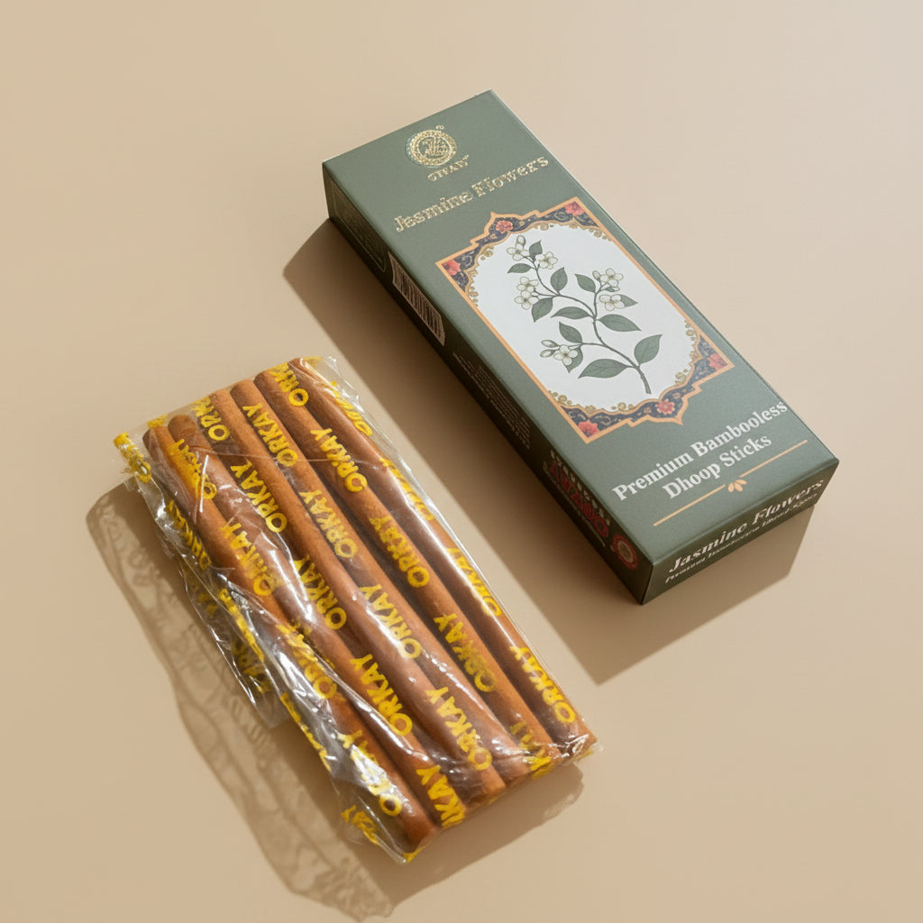 Orkay Fragrances Jasmine Flowers Bambooless Dhoop Sticks (10 sticks)