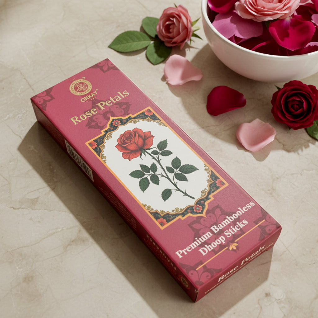 Orkay Fragrances Rose Petals Bambooless Dhoop Sticks (10 sticks)