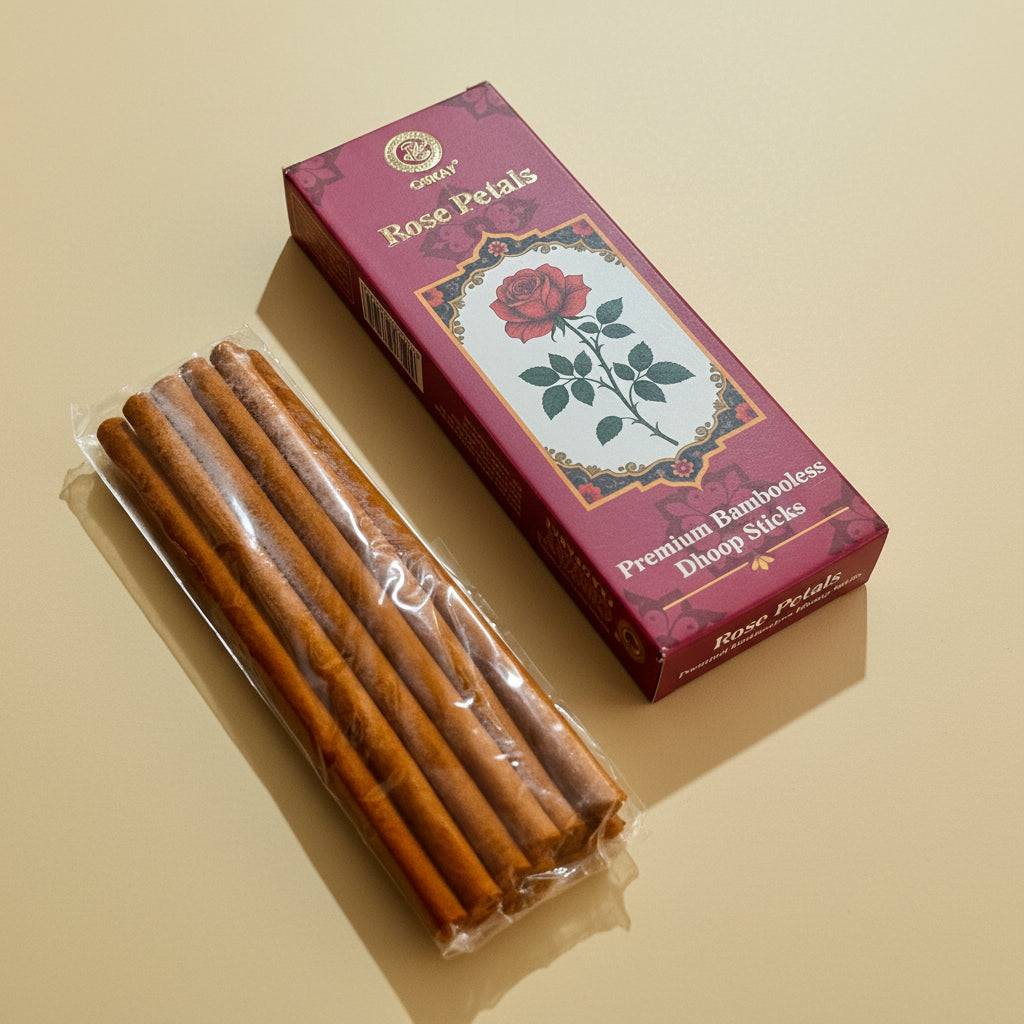 Orkay Fragrances Rose Petals Bambooless Dhoop Sticks (10 sticks)