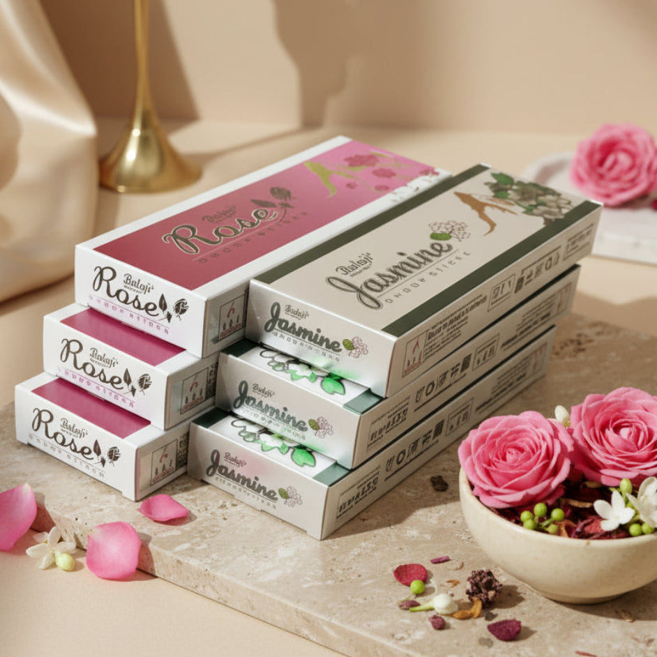 Balaji Rose Jasmine Dhoop Sticks Set of 3 (10 sticks)