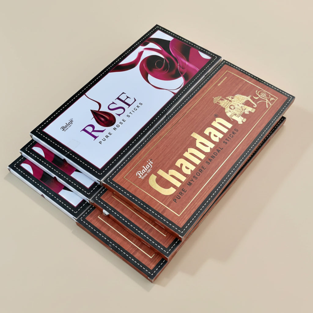 Combo of 6 Balaji Rose & Chandan Luxury Incense Sticks (25*6= 150 sticks)