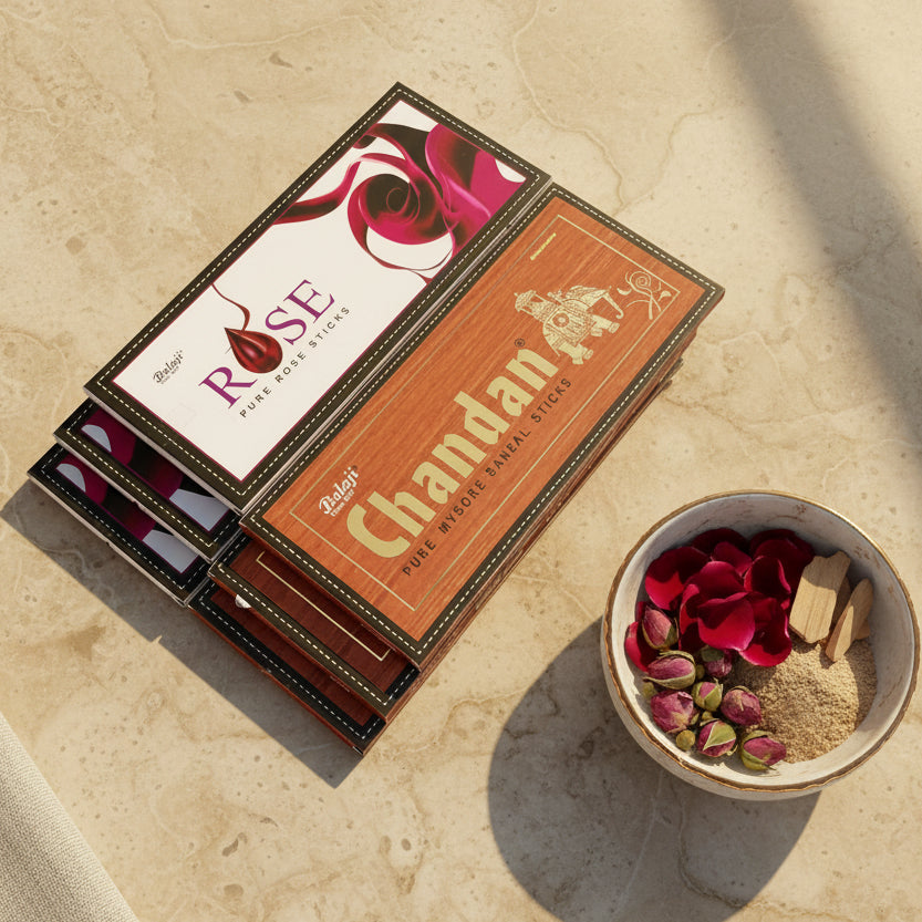 Combo of 6 Balaji Rose & Chandan Luxury Incense Sticks (25*6= 150 sticks)