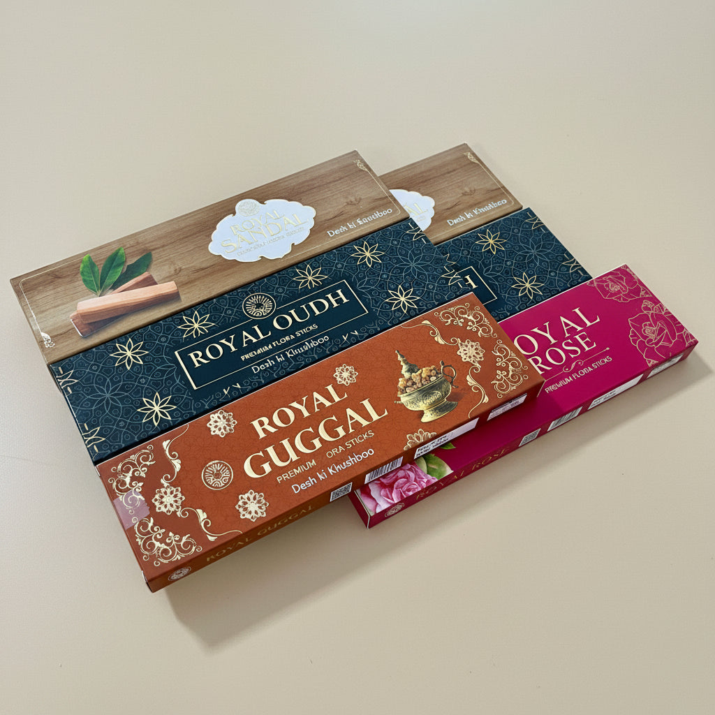 Combo of 6 Ravikara incense sticks Rose, Gugaal, sandal(2pc), Oudh(2pc)